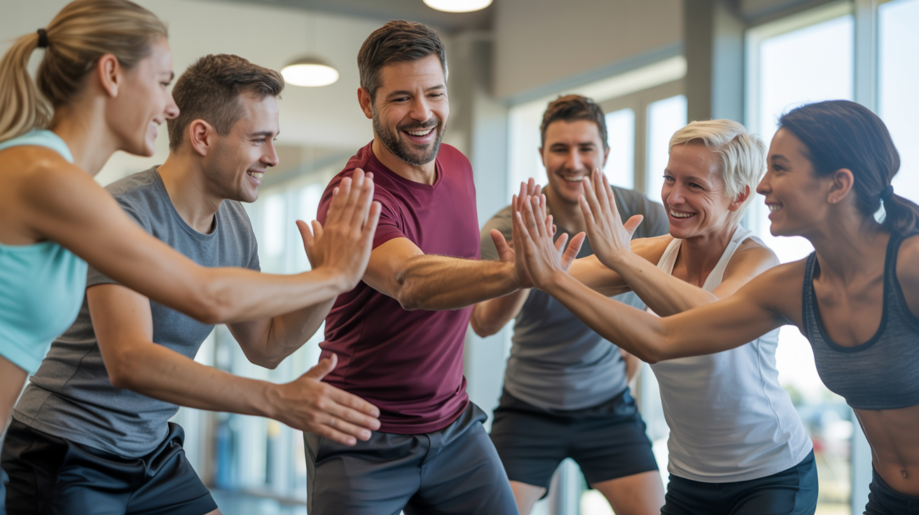 Diverse fitness community supporting each other