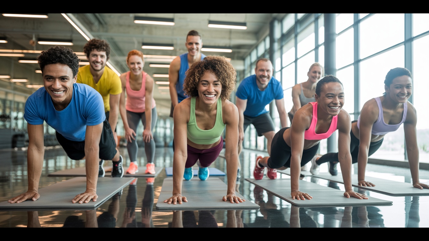 Diverse group of people achieving fitness goals together